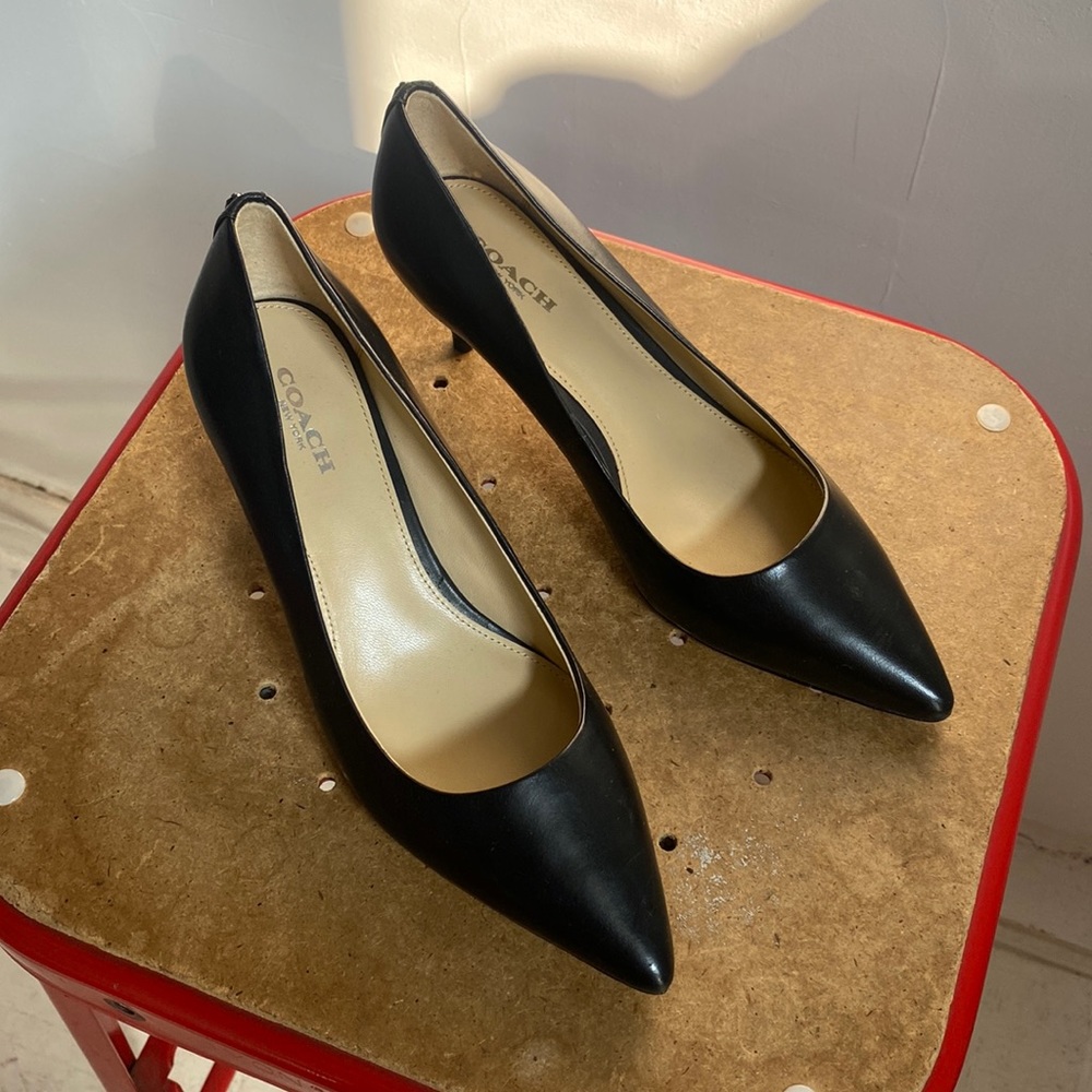 Black COACH kitten heels